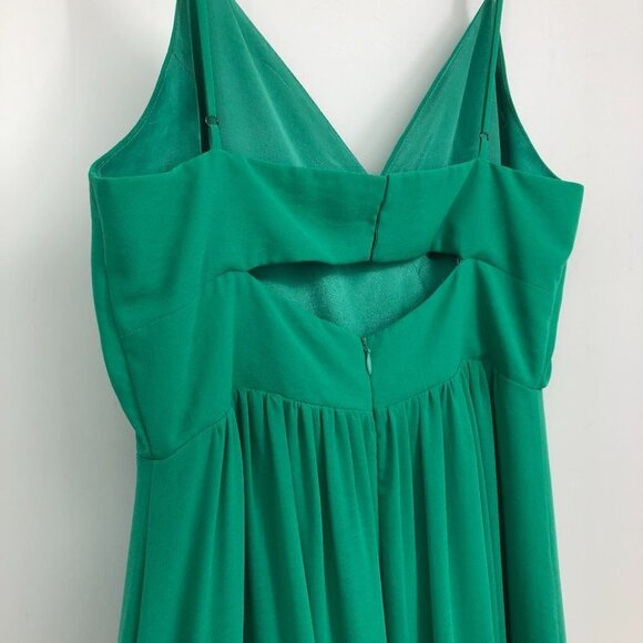 Adelyn Rae Emerald green  pleated surplice neckline high low maxi dress M - Picture 7 of 15